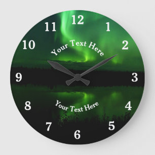 Aurora Borealis Northern Lights Alaska Arctic Large Clock