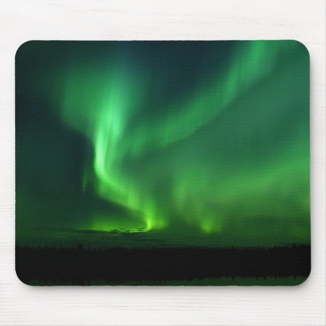Aurora Borealis Northern lights Alaska sky Green Mouse Pad (Front)