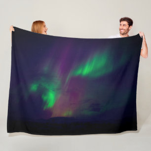 Aurora Borealis Northern lights Arctic Green Night Fleece Blanket