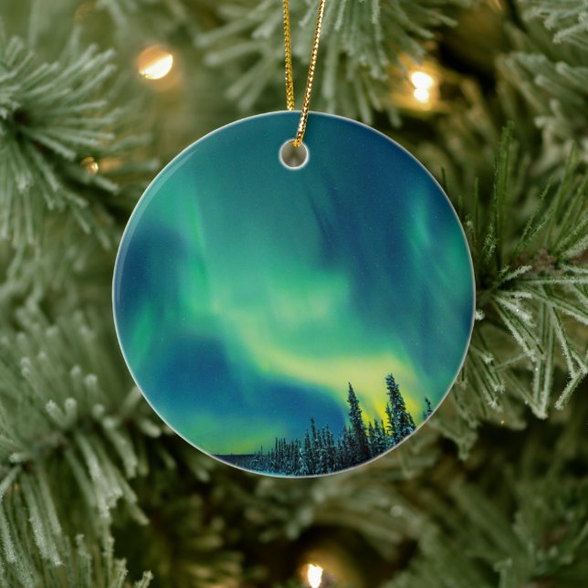 Aurora Borealis Northern lights arctic night sky C Ceramic Ornament (Tree)