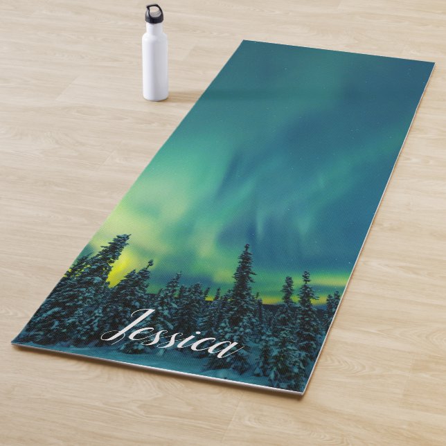 Aurora Borealis Northern lights Arctic sky night  Yoga Mat (In Situ)