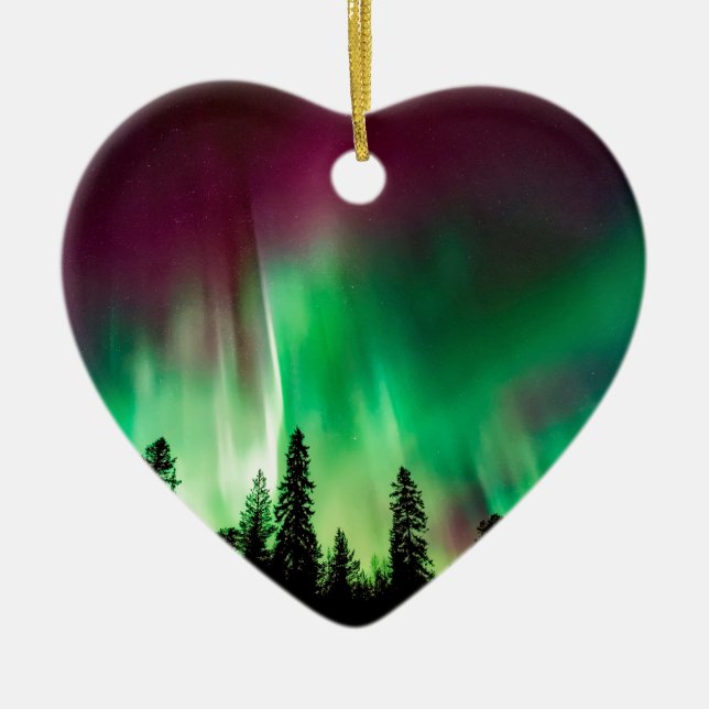 Aurora borealis northern lights ceramic ornament (Front)