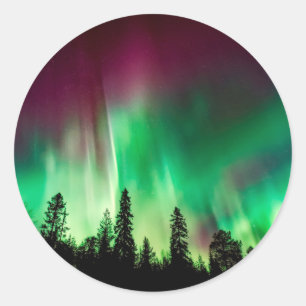 Aurora borealis northern lights classic round sticker