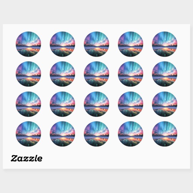 Aurora Borealis, Northern Lights, Classic Round Sticker (Sheet)