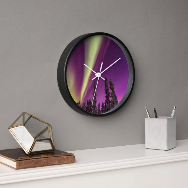 Aurora Borealis Northern Lights Fairbanks Alaska Clock (Office)