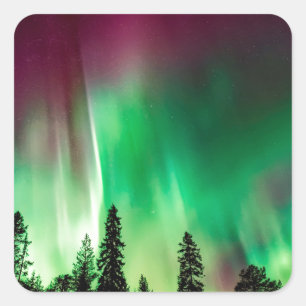 Aurora borealis northern lights square sticker