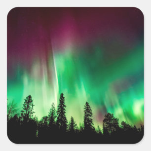 Aurora borealis northern lights square sticker