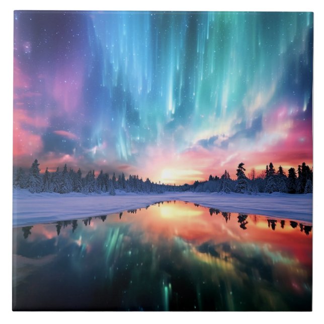 Aurora Borealis, Northern Lights, Tile (Front)