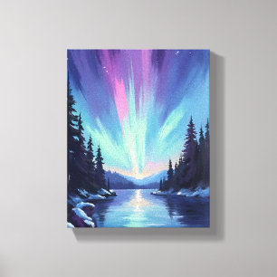 Aurora Borealis   Northern Lights Watercolor Canvas Print