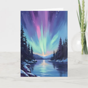 Aurora Borealis Northern Lights Watercolor Card