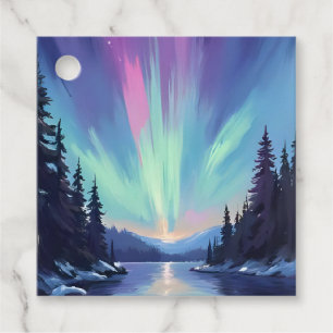 Aurora Borealis Northern Lights Watercolor Favour Tags