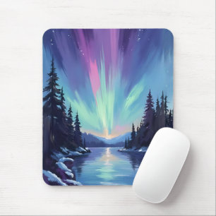 Aurora Borealis   Northern Lights Watercolor Mouse Pad