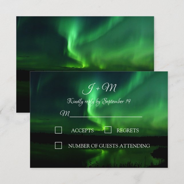 Aurora Borealis Northern Lights Wedding RSVP Card (Front/Back)
