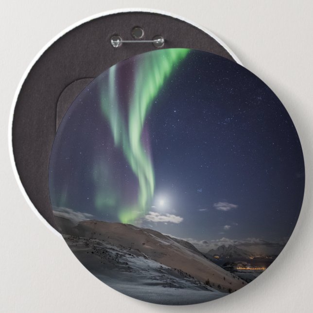 Aurora Borealis Norway 6 Inch Round Button (Front & Back)