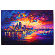 Aurora Borealis over a futuristic Portland