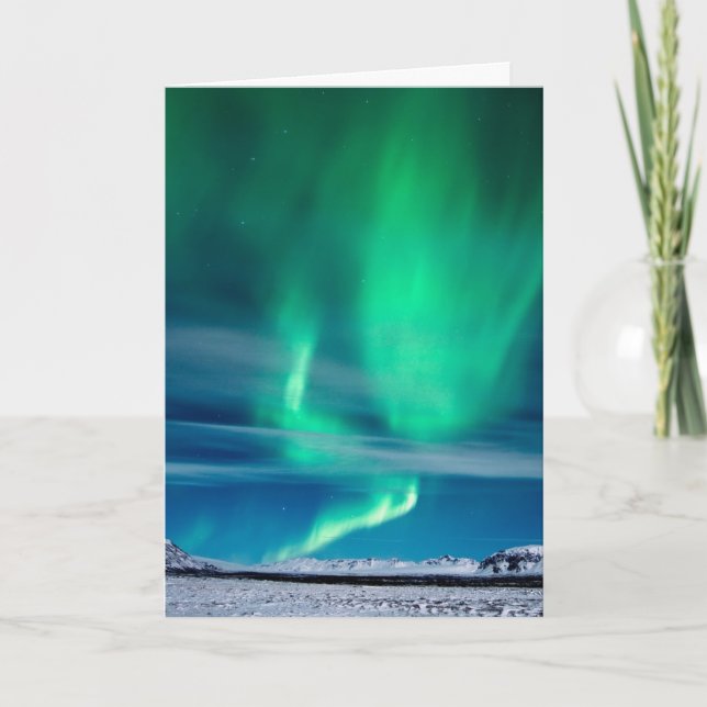 Aurora Borealis over Mosfellsheiði Card (Front)