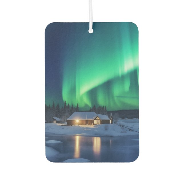 Aurora borealis over winter cabin air freshener (Front)