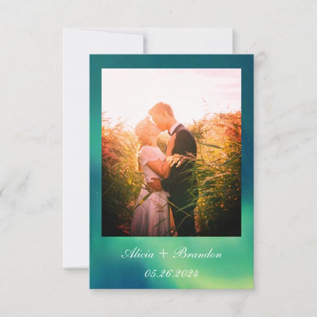 Aurora Borealis Photo Northern Lights Wedding Save The Date (Front)
