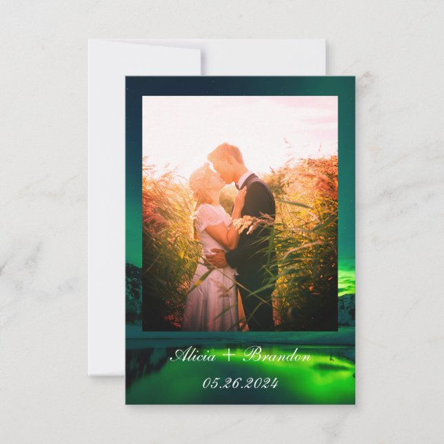 Aurora Borealis Photo Northern Lights Wedding Save The Date (Front)