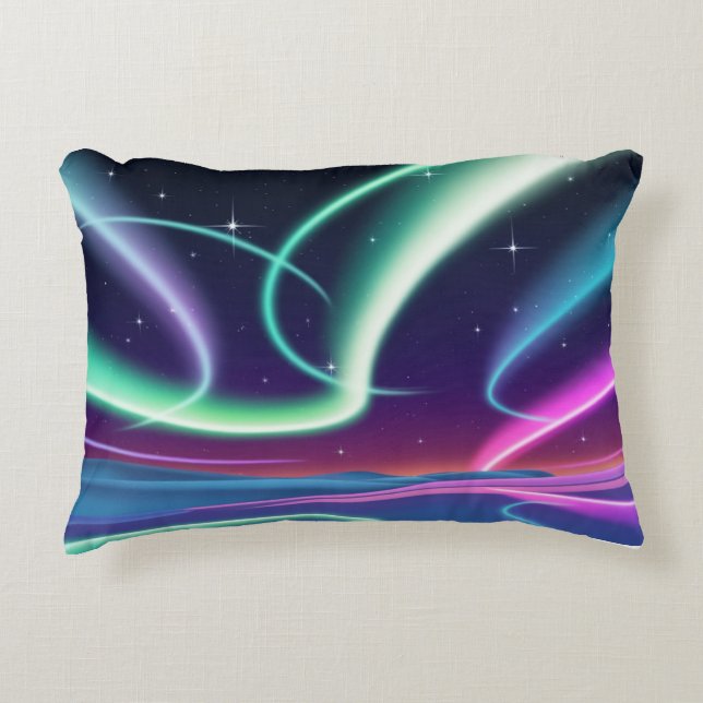 Aurora Borealis Pillow with Glowing Northern Light (Front)