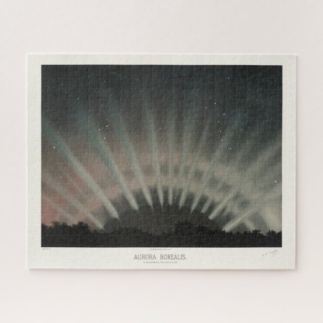 Aurora Borealis Print, Trouvelot, 1881, Restored Jigsaw Puzzle (Horizontal)