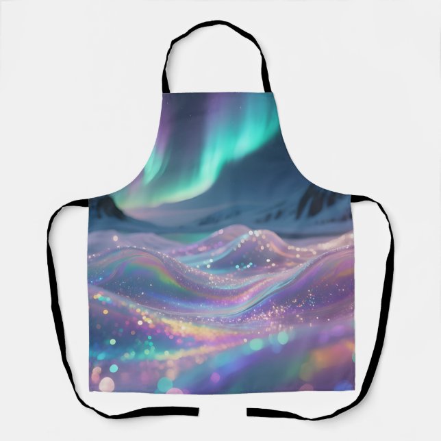 Aurora Borealis Sparkling Waves Fantasy Apron (Front)