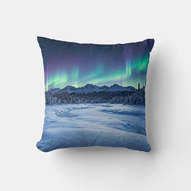 Aurora Borealis Throw Pillow (Front)