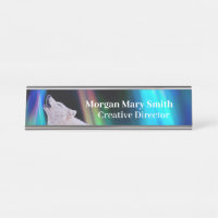 Aurora Borealis Wolf Song | Plaque de nom arc-en-c