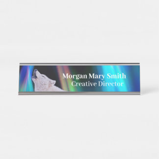 Aurora Borealis Wolf Song | Rainbow Name Plate