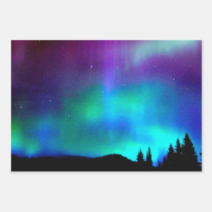 Aurora borealis wrapping paper sheet