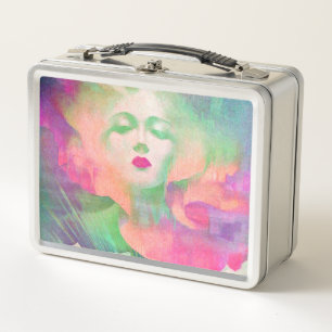 Aurora by Clive Henry colourful pink Metal Lunch Box