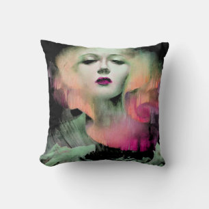 Aurora by Clive Henry Pink Peach Night Throw Pillow
