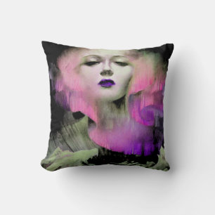 Aurora by Clive Henry Pink purple night Throw Pillow