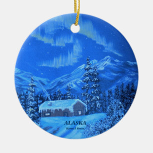 Aurora Cabin Ceramic Ornament