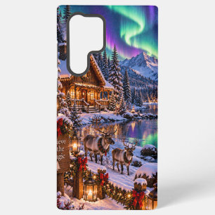 Aurora Christmas Cabin Phone Case