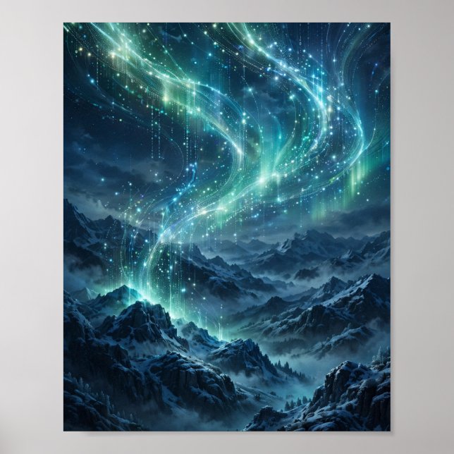 Aurora Code — Northern Lights Digital Sky Art Poster (Front)