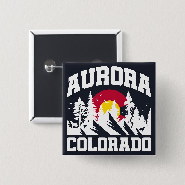 Aurora,Colorado 2 Inch Square Button (Front & Back)