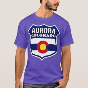 Aurora Colorado Retro Flag Shield Blue T-Shirt