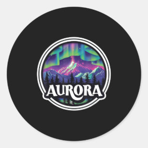 Aurora colorado rock mountains co skiing winter classic round sticker