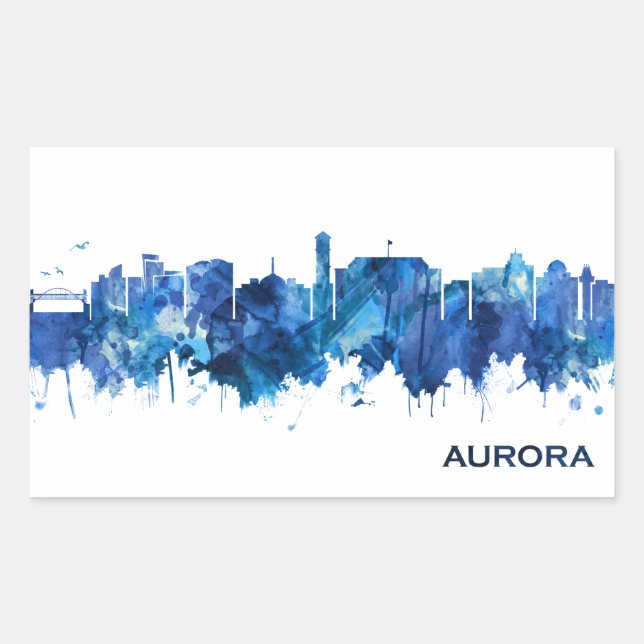 Aurora Colorado Skyline Blue Sticker (Front)