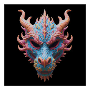 Aurora Dragon Mask Poster