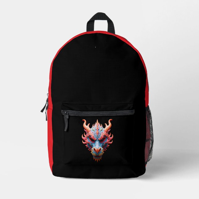 Aurora Dragon Mask Printed Backpack (Front)