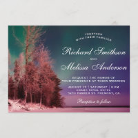 Aurora Forest Northern Lights Wedding Invitation