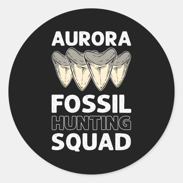 Aurora Fossil Tooth Hunting Squad Megalodon Tooth  Classic Round Sticker (Front)