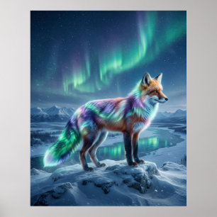 Aurora Fox Frozen Landscape Poster