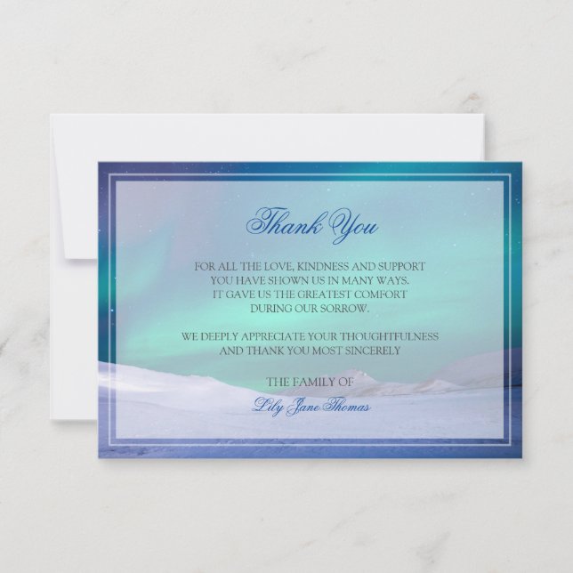 Aurora Funeral Thank You Card Memorial Keepsake (Front)