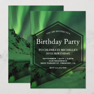 Aurora Glacier Northern Lights Birthday Party Invitation