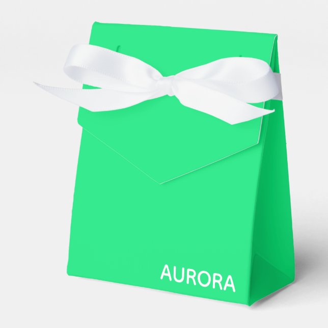 Aurora green colour name favor box (Front Side)
