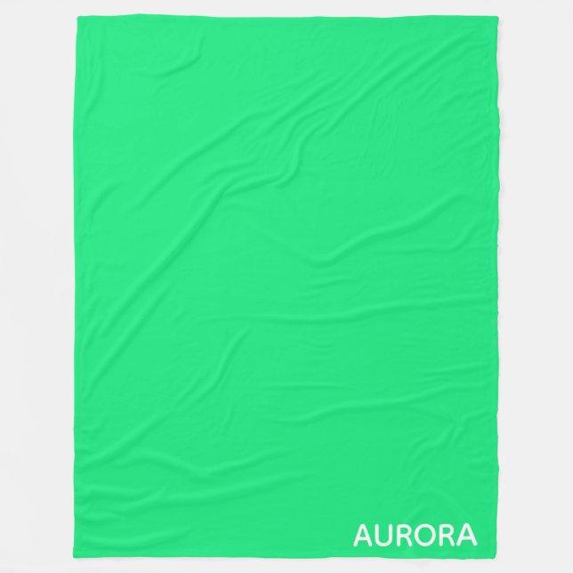 Aurora green colour name fleece blanket (Front)
