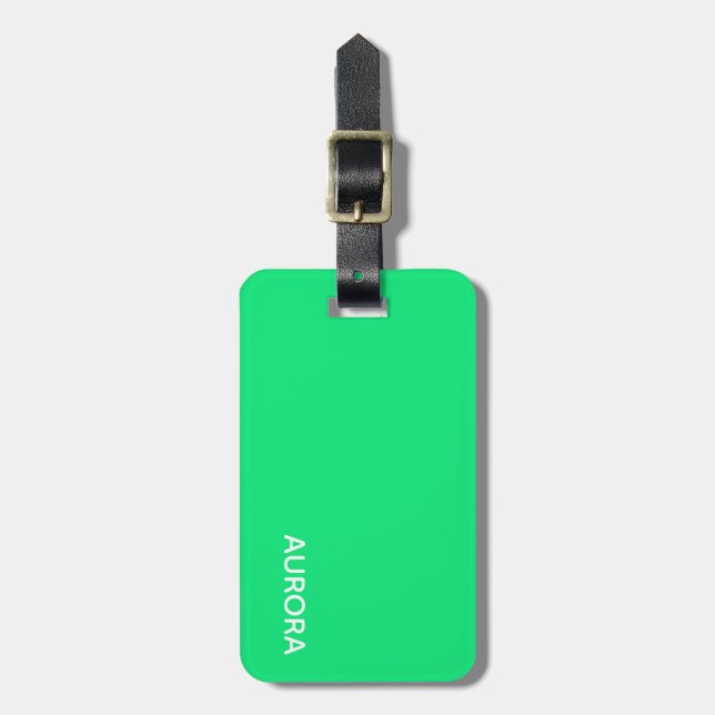 Aurora green colour name luggage tag (Front Vertical)